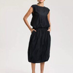A New Day Black Bubble Poplin Midi-Skirt
